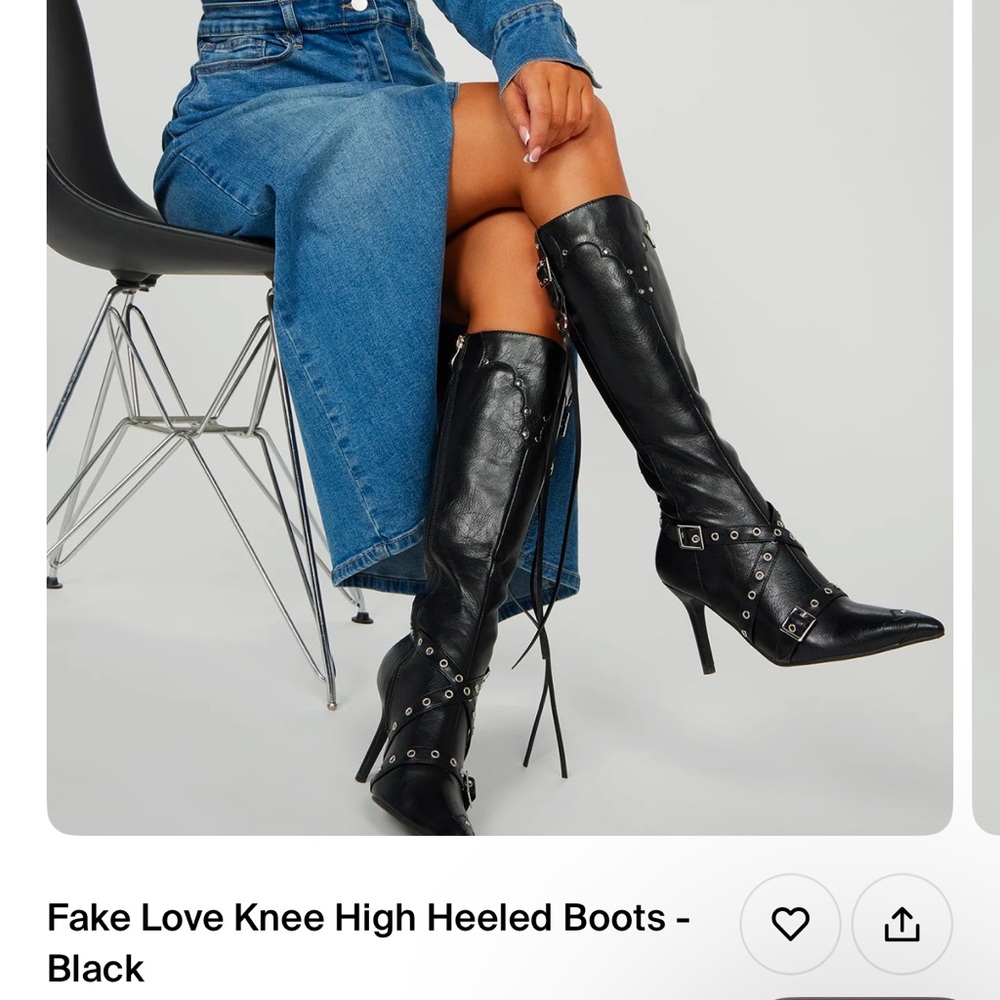 Black Knee High Heeled Boots